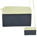 9015- NAVY/WH PU LEATHER CROSS BODY/ SHOULDER BAG